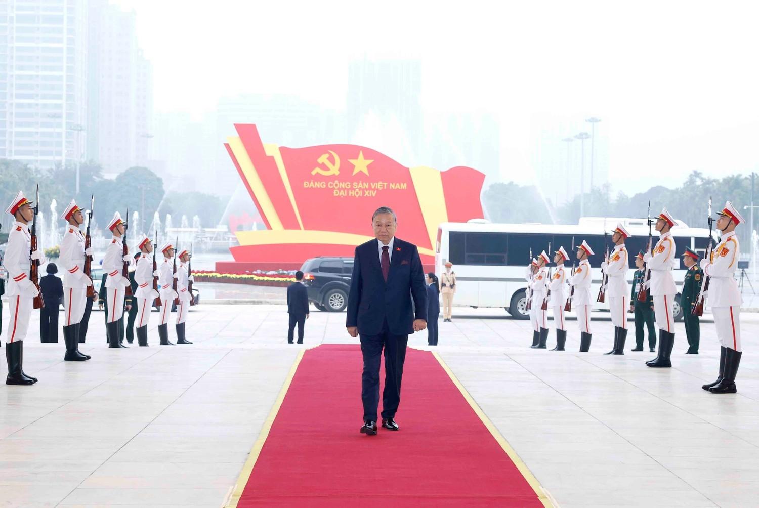 Với phương châm “Đoàn kết - Dân chủ - Kỷ cương - Đột phá - Phát triển”, Đại hội đại biểu toàn quốc lần thứ XIV của Đảng diễn ra tại Thủ đô Hà Nội, từ ngày 19-25/1/2026, với sự tham dự của 1.586 đại biểu, đại diện cho hơn 5,6 triệu đảng viên Đảng Cộng sản Việt Nam.. Ảnh: TTXVN