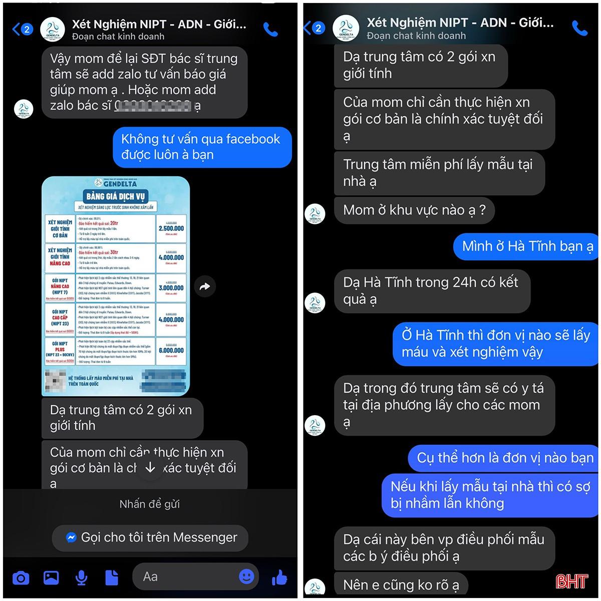 Khi hỏi cụ thể về đơn vị sẽ trực tiếp lấy mẫu xét nghiệm giới tính thai nhi, nhân viên tư vấn lại trả lời khá mơ hồ. bqbht_br_khi-hoi-cu-the-ve-don-vi-se-truc-tiep-lay-mau-xet-nghiem-nhan-vien-tu-van-lai-tra-loi-kha-mo-ho.jpg